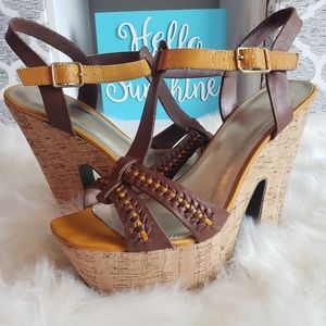 Baker's Yellow&Brown Magan Platform Sandle